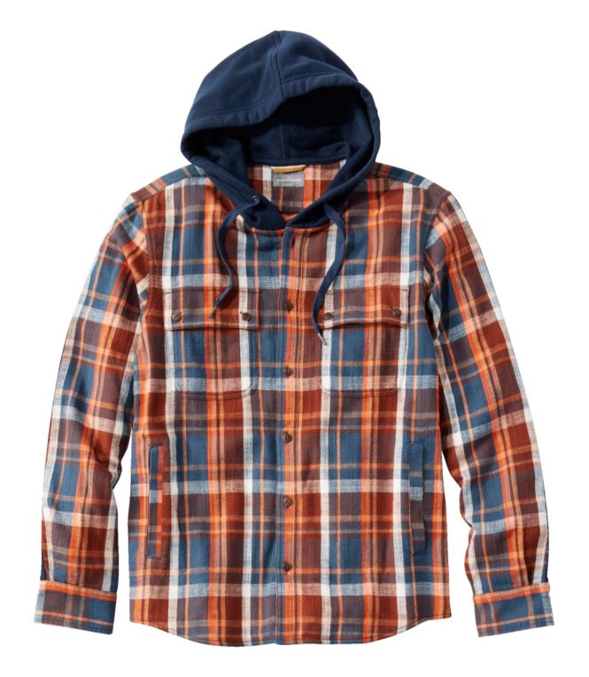 Men's Signature Heritage Textured Flannel, Hooded Shirt Jac, Plaid