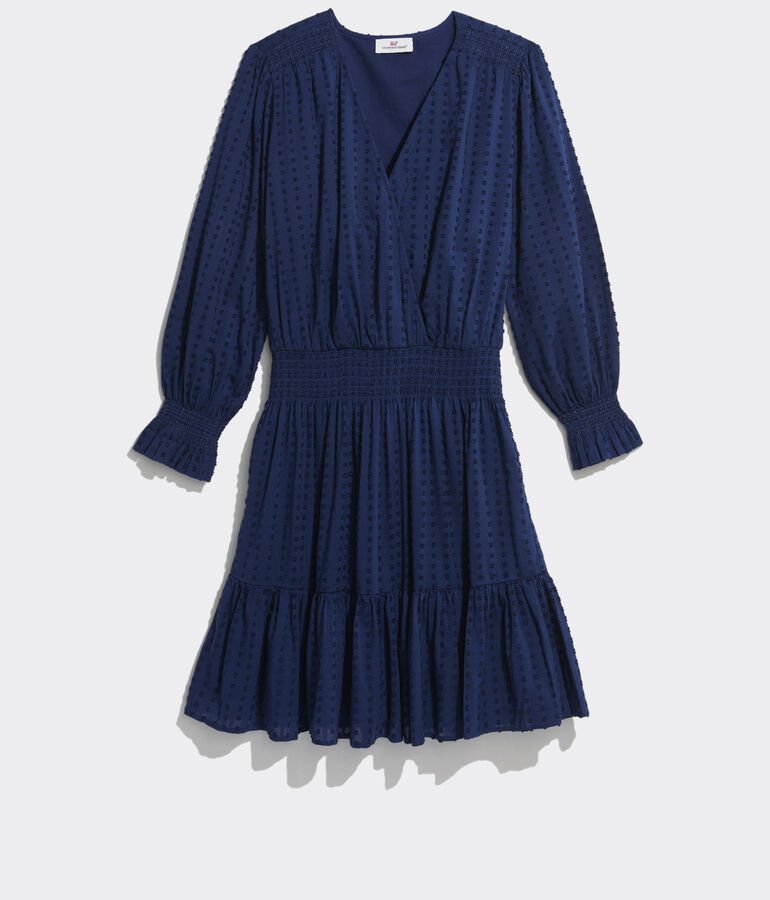 Textured Smocked Wrap Dress