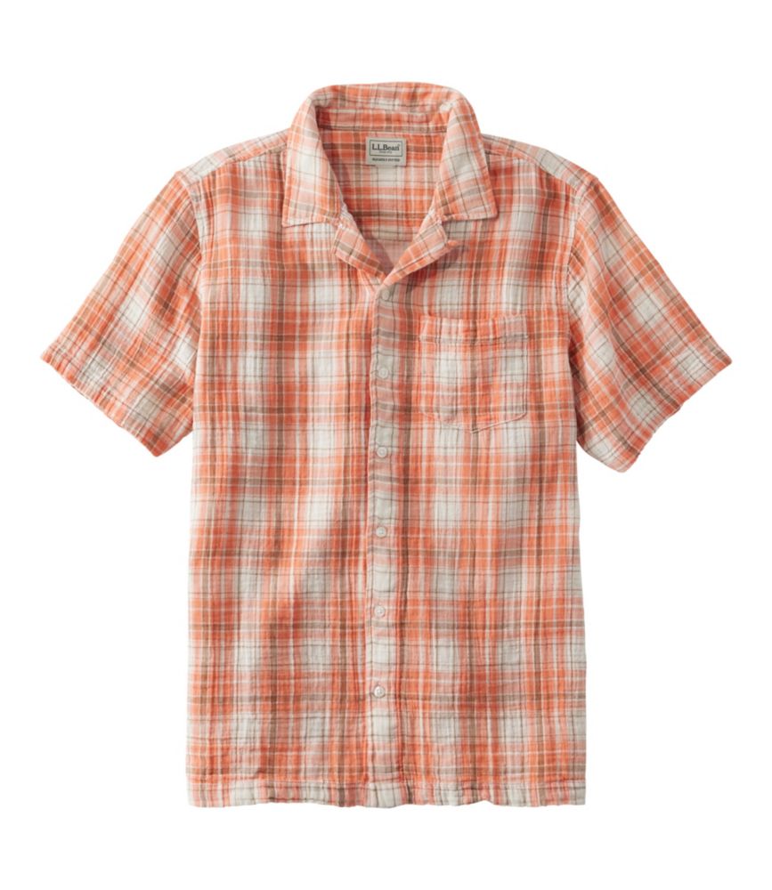 Men's Cloud Gauze Shirt, Short-Sleeve, Slightly Fitted Untucked Fit, Plaid