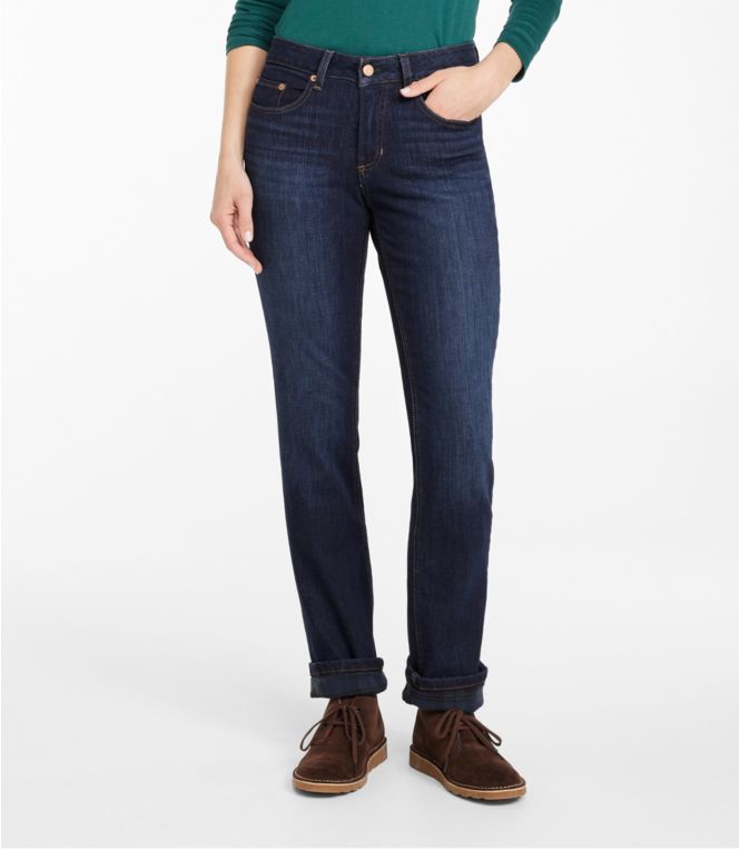 Women's BeanFlex? Jeans, Mid-Rise Straight-Leg Lined