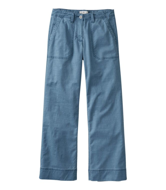 Women's Signature Cotton/TENCEL Utility Pants, Mid-Rise Wide-Leg Ankle-Length