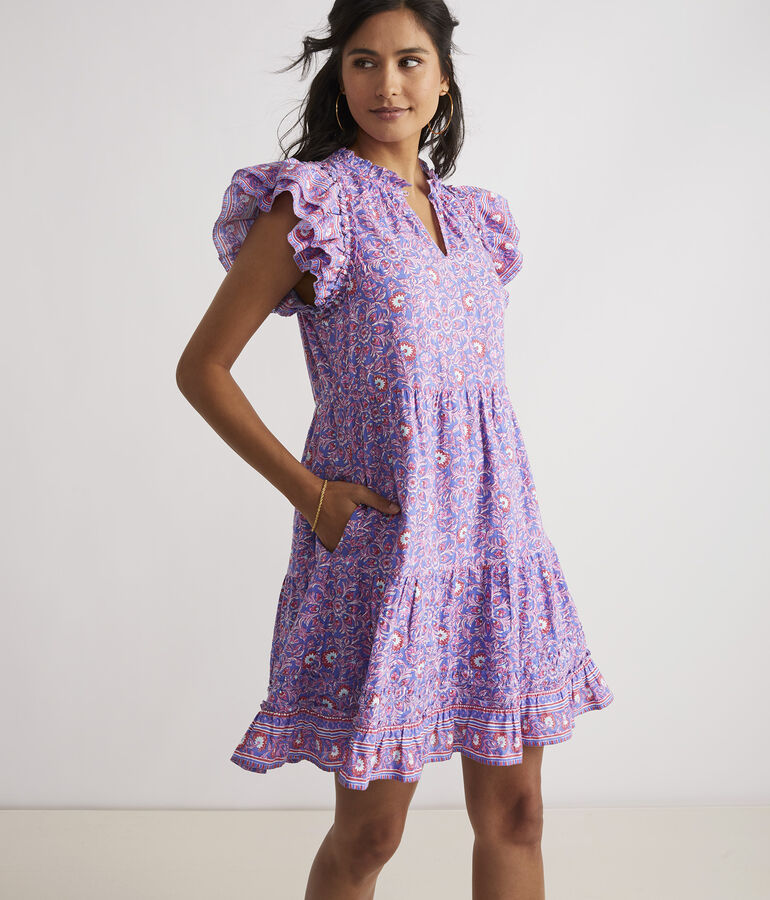 Katama Tile Tiered Ruffle Dress