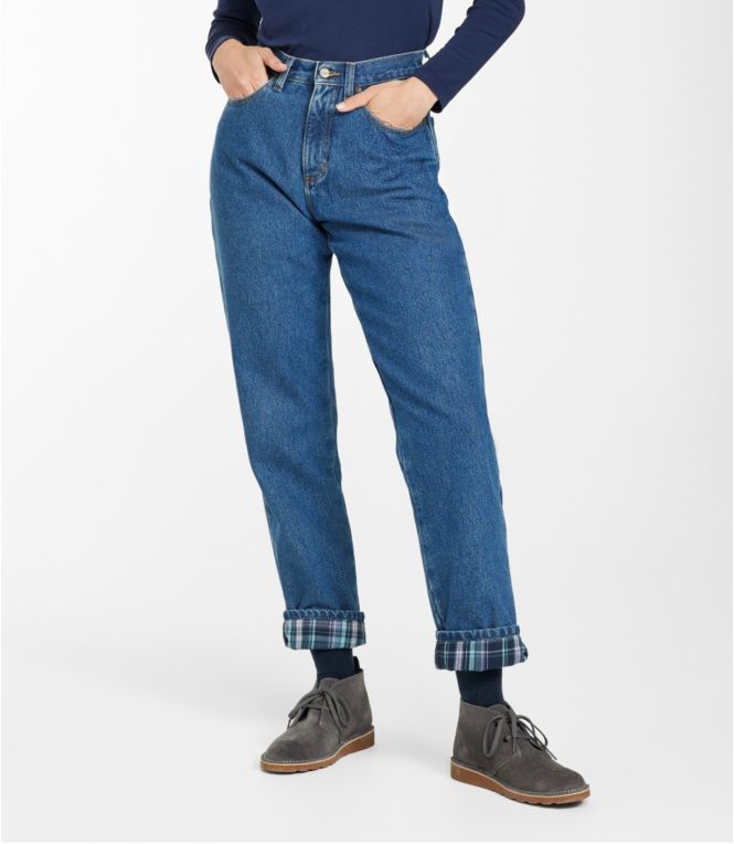 Women's Double L? Jeans, Ultra-High Rise Tapered Leg Flannel-Lined