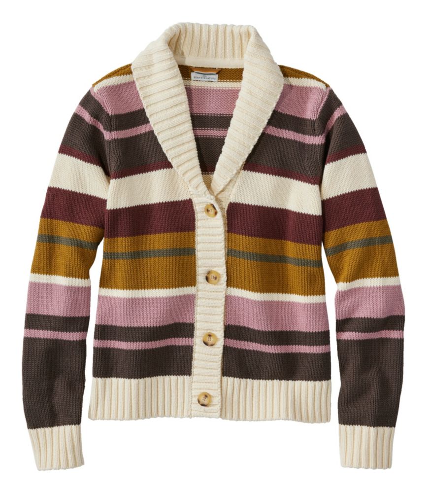Women's Signature Original Cotton Sweater, Shawl Cardigan Stripe