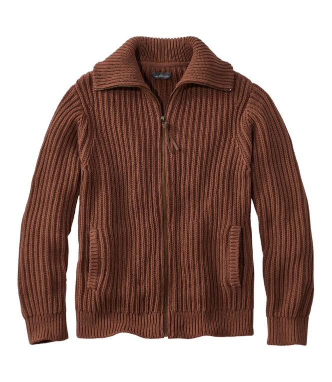 Men's Signature Organic Cotton Sweater, Funnel Neck, Full Zip