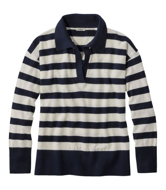 Women's Cotton/Cashmere Sweater, Polo Stripe