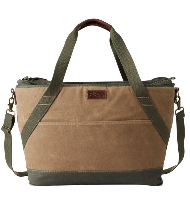 Insulated Waxed-Canvas Tote, Large