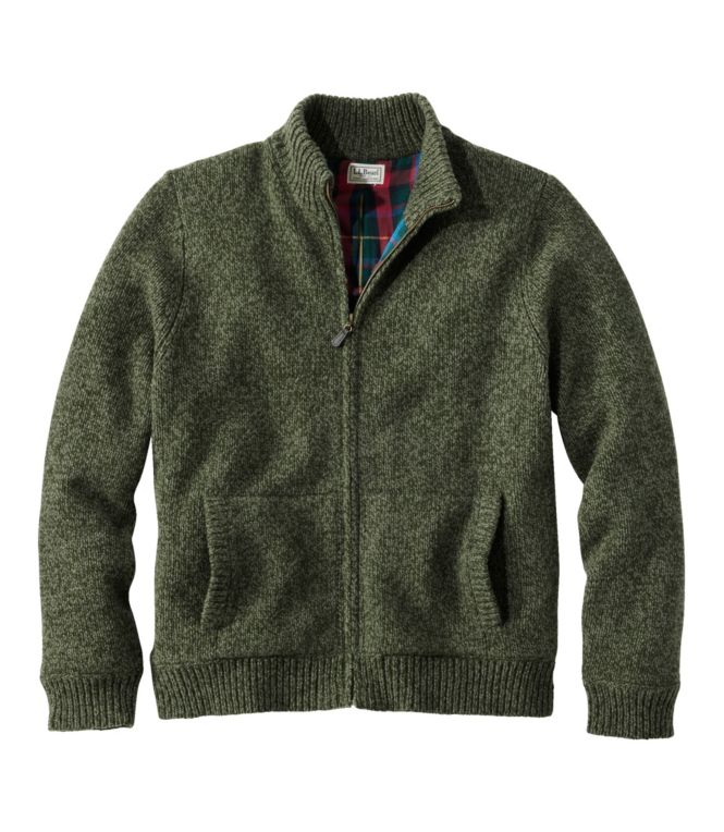 Men's L.L.Bean Classic Ragg Wool Sweater, Full-Zip Flannel-Lined